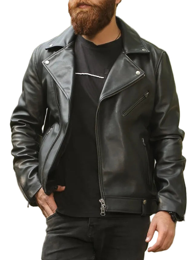 Men’s Biker Jacket – Premium Black Sheep Leather