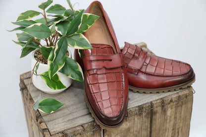 Caleb - Men's Reddish Brown Calf Leather Loafer