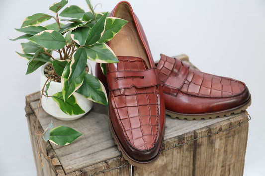 Caleb - Men's Reddish Brown Calf Leather Loafer