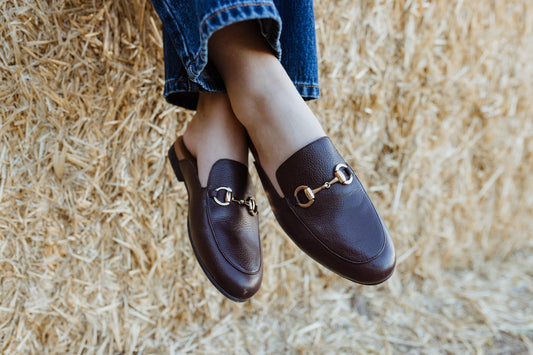 Genesis - Ladies Oxford Pebble Grain Leather Slipper