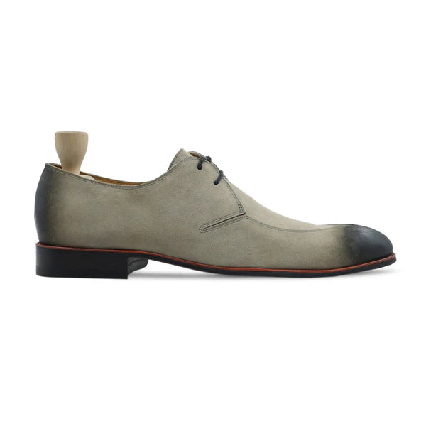 Crum - Men's Steel Grey Kid Suede Derby Shoe