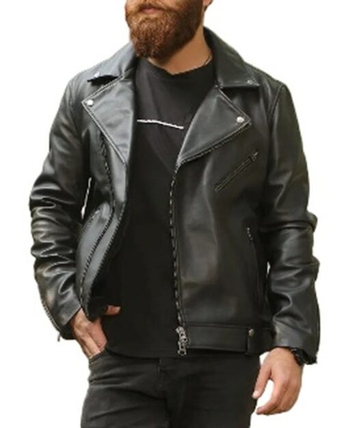 Men’s Biker Jacket – Premium Black Sheep Leather